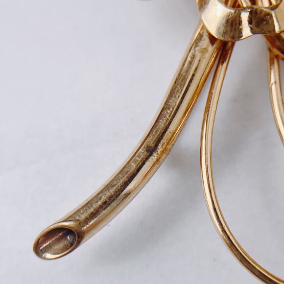 VTG Signed Harry Iskin 12K GF Blue Rhinestone Floral Brooch Mid Century 1950s - Picture 8 of 11